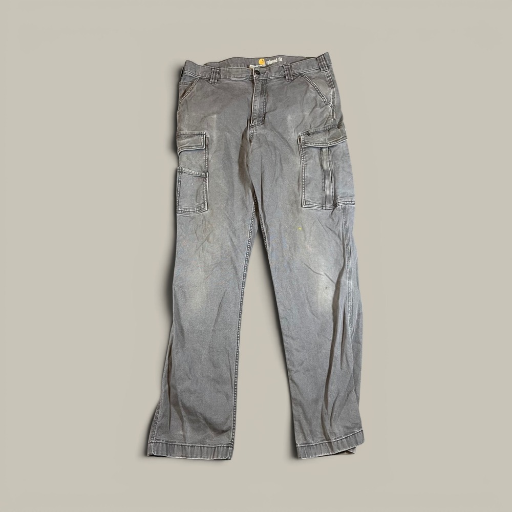 Carhartt Rugged Flex Cargo Pants Mens 36x34 Gray Relaxed Fit Workwear 103574